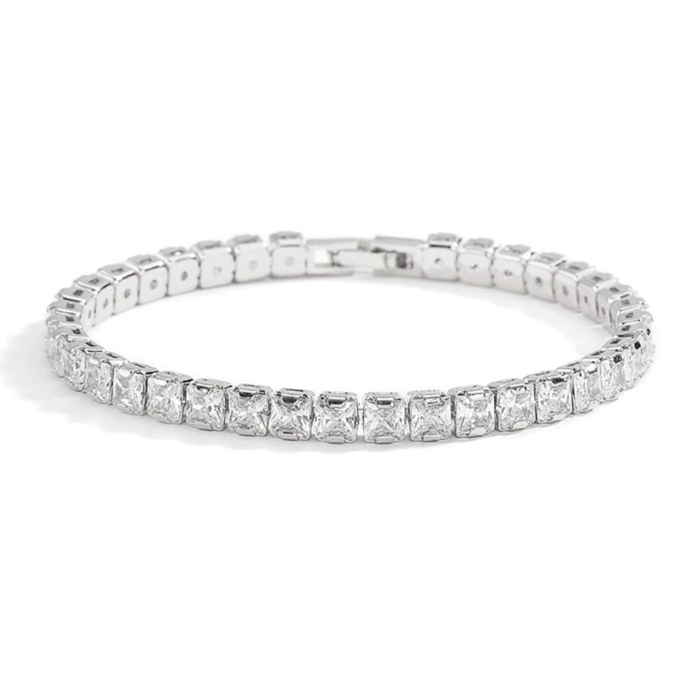 NEW Silver Sparkling Geometric Square Zircon Bracelet - Picture 3 of 3